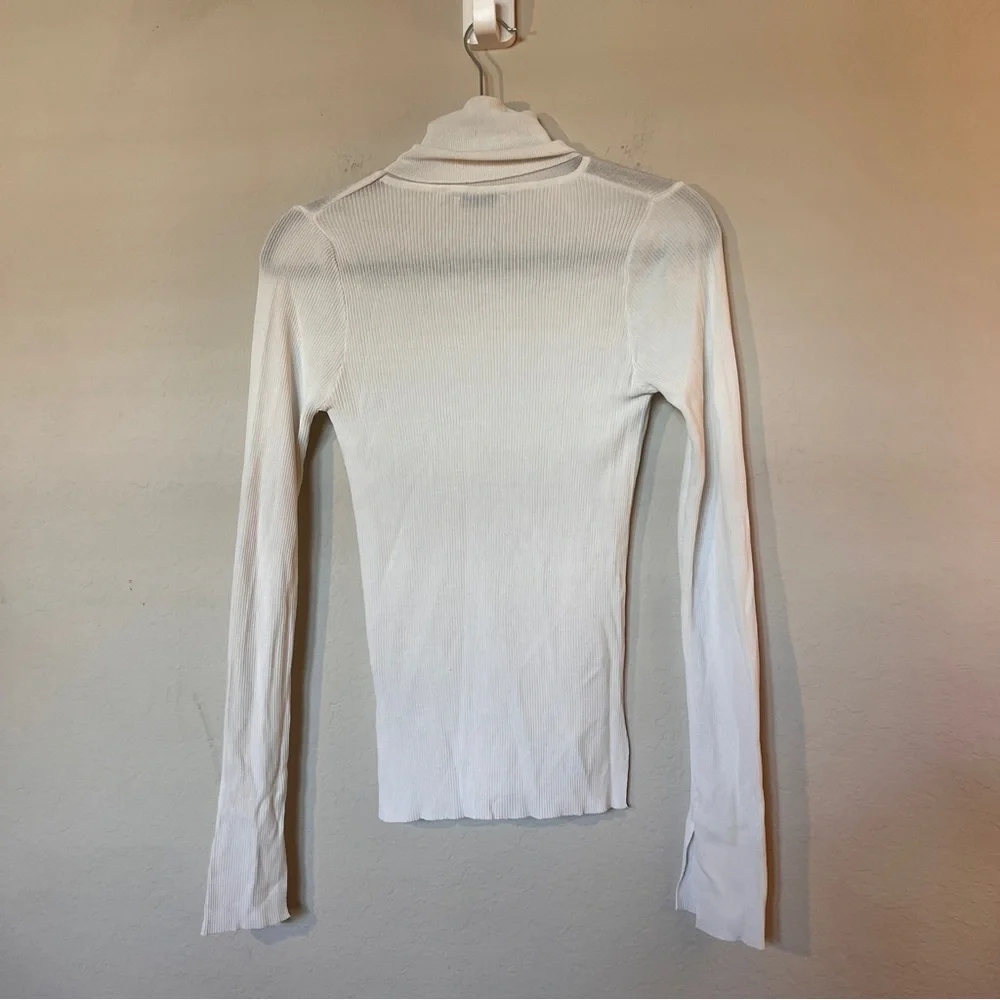 Anna Rae White Ribbed Turtleneck Size Small - Picture 6 of 8